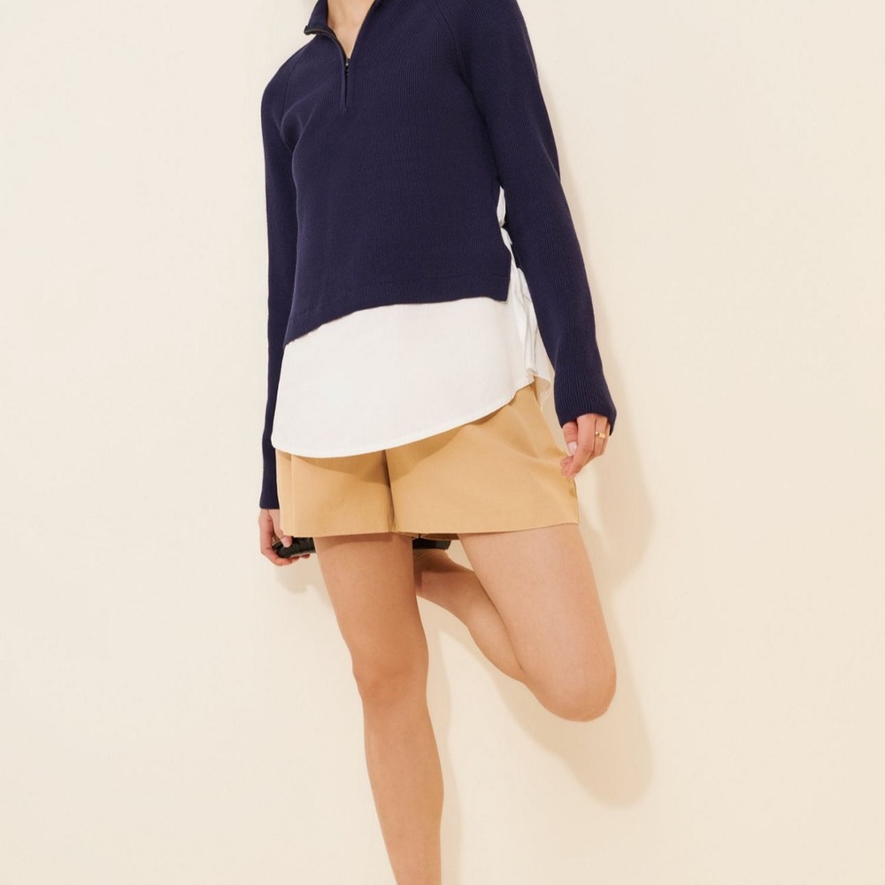 Anthropologie Maeve Navy 1/4 Zip Sweater - Sz S